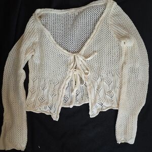 Ladies Open Knit tie Cardigan Sz S